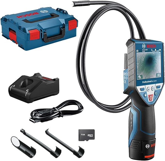 Bosch 12V System Inspection Camera GIC 120 C (12V Battery + Charger, Cable Length: 120 cm, Display: 3.5’’, in L-Box)