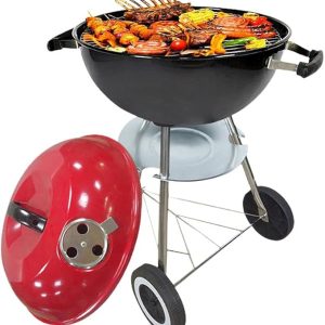 22” Kettle Trolley Barbecue Grill Two Wheeled Tripod BBQ Charcoal Grill