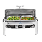 9L Chafing Dish Buffet Set – Stainless Steel Roll-Top Chafer Warmer with 1/2Rd Inserts Food & Water Pans Fuel Holders